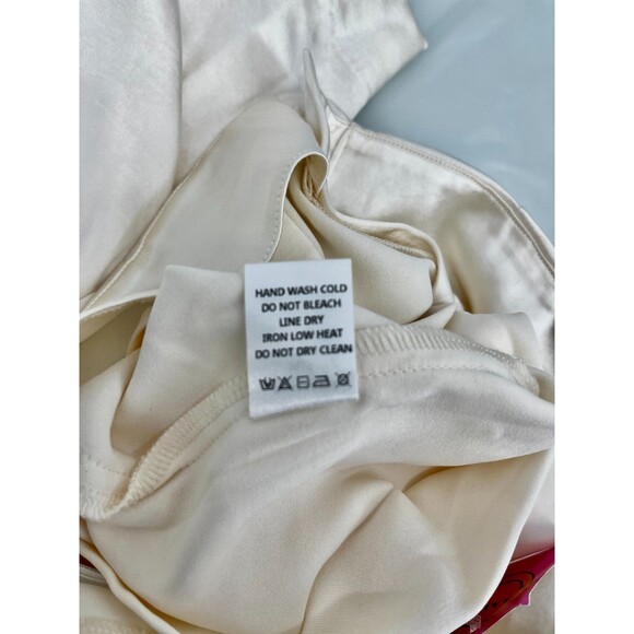 Women's Pants - miss love by Lala White Silk Flowy Wide Leg Pleeted Slack Size S - Picture 6 of 8